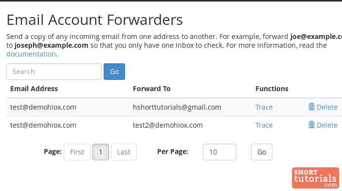 email accounts forwarders cpanel