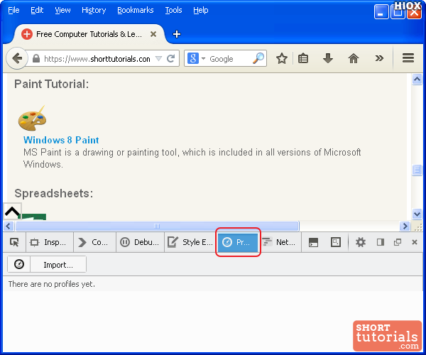 Profiler Firefox Shortcut