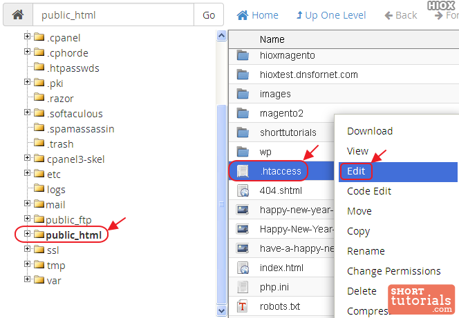 Edit Htaccess File