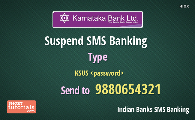 Karnataka Bank Suspend SMS Banking