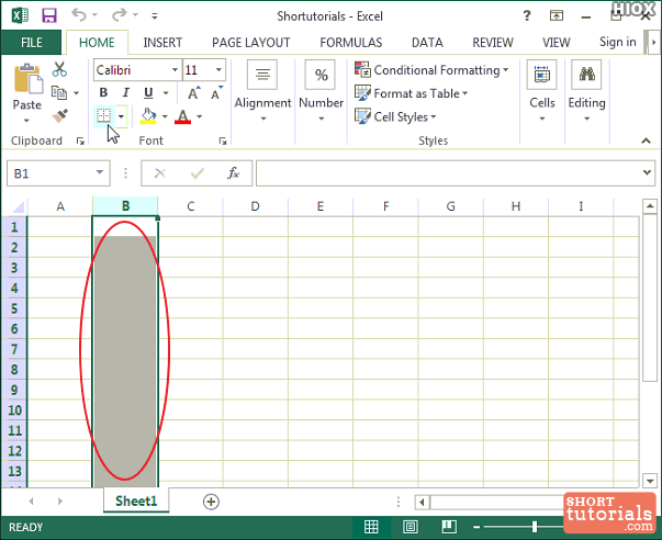 column in ms excel 2013
