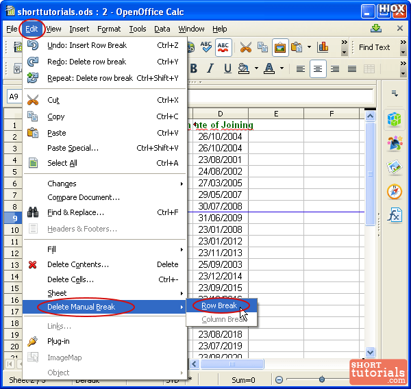 openoffice scalc