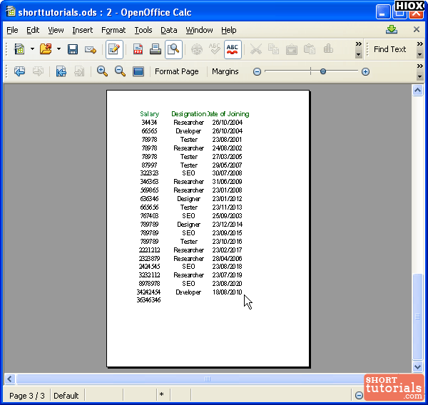 page break in openoffice4