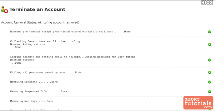 Terminated Account Details Whm